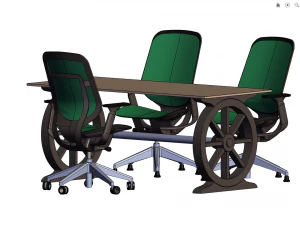 의자 메쉬 사무용 가구 테이블 회의 3D 모델