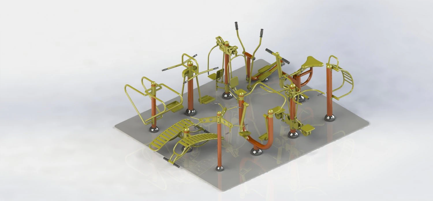 A variety of community fitness equipment model diagram 3D Model .c4d .max .obj .3ds .fbx .stl .blend 