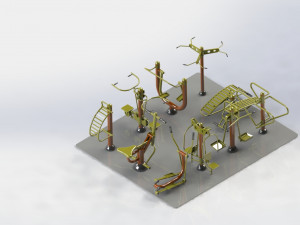 A variety of community fitness equipment model diagram 3D 모델