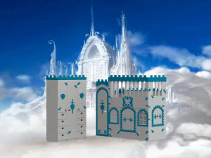 A fortress for children with beds a play area on the second level 3D Model