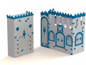 A fortress for children with beds a play area on the second level 3D Model