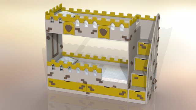 Bed kids fort bunk bed kids fort bunk 3D 模型 .c4d .max .obj .3ds .fbx .stl .blend 