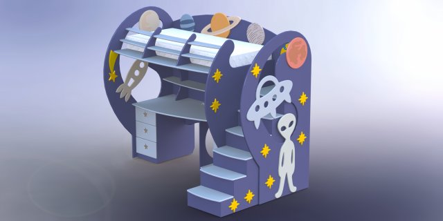 Childrens bed big space travel - childrens bed big space travel 3D Модель .c4d .max .obj .3ds .fbx .stl .blend 