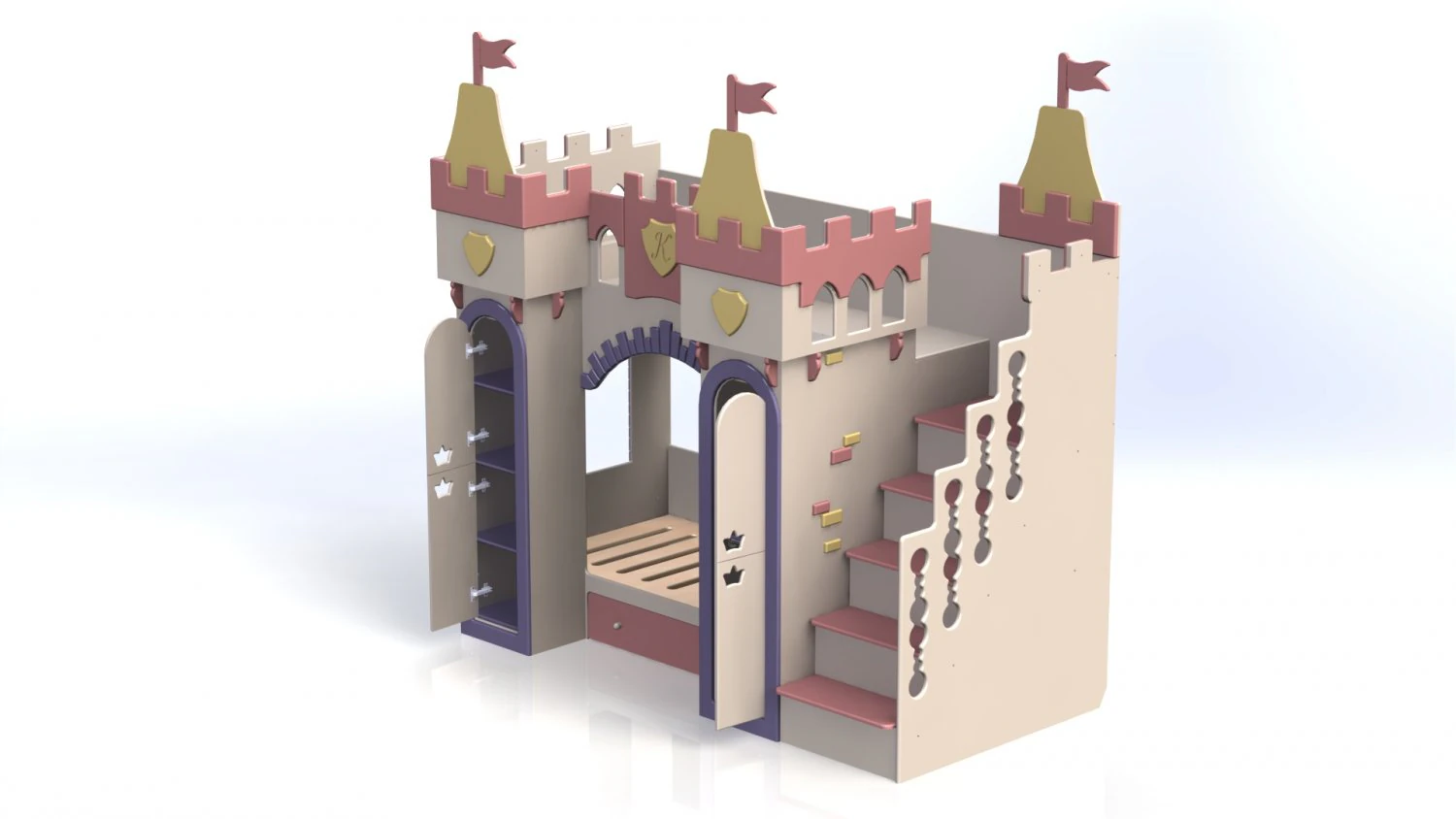 Cama infantil Castelo e Bandeira Cama infantil Castelo e Bandeira Modelo 3D .c4d .max .obj .3ds .fbx .stl .blend 