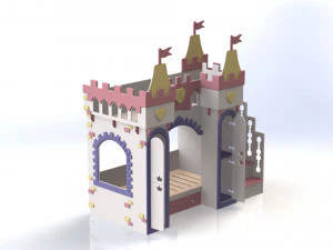 Cama infantil Castelo e Bandeira Cama infantil Castelo e Bandeira Modelo 3D
