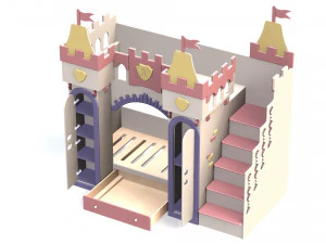 Cama infantil Castelo e Bandeira Cama infantil Castelo e Bandeira Modelo 3D