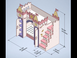 Children bed Castle and Flag Children bed Castle and Flag 3Dモデル