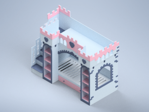Children bed Castle for two with balcony 3D Model