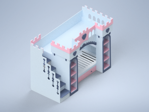 Children bed Castle for two with balcony 3D-Modell