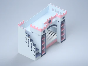 Children bed Castle for two with balcony 3D Model