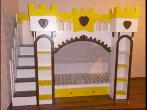 Children bed Castle for two with balcony 3D Model