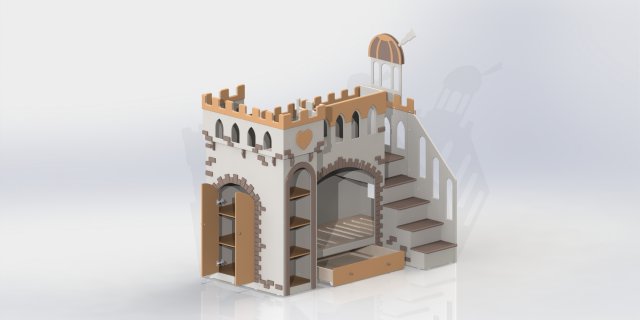 Children bed Fortress Observatory with built in bar Model 3D .c4d .max .obj .3ds .fbx .stl .blend 