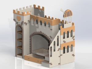 Children bed Fortress Observatory with built in bar Model 3D
