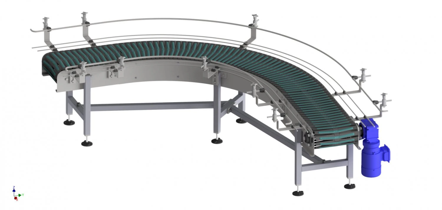 Curved belt conveyor 3D Model .c4d .max .obj .3ds .fbx .stl .blend 