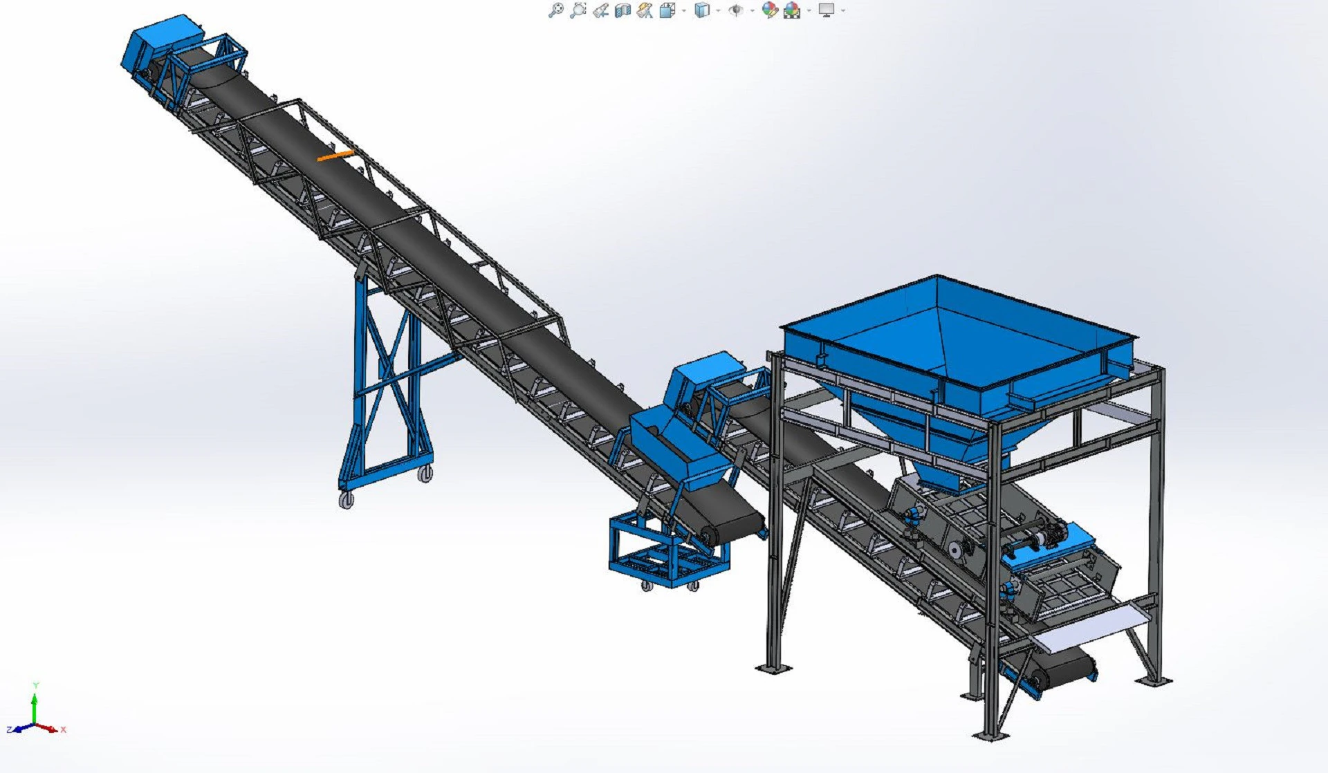 Stone and sand conveyor system 3D Model .c4d .max .obj .3ds .fbx .stl .blend 