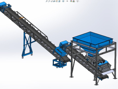 System przenośnik&oacute;w kamienia i piasku Model 3D