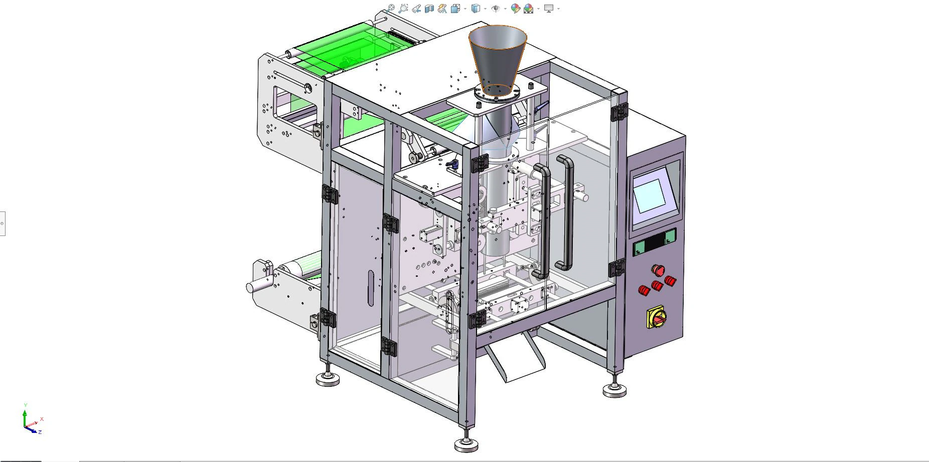 VFFS vertical packaging machine MZ320 3D Model .c4d .max .obj .3ds .fbx .stl .blend