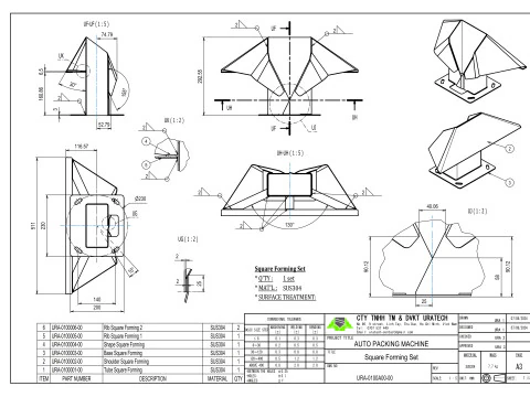 Quadratformset in der Verpackungsmaschine 3D Modell
