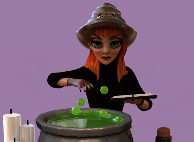 little witch for halloween 3D Model .c4d .max .obj .3ds .fbx .stl .blend 