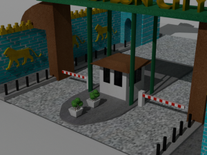 historical babylon gate with security entrance 3D Model