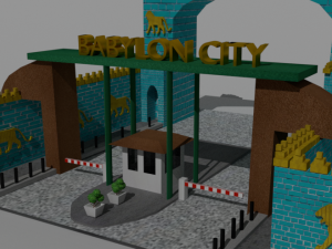 historical babylon gate with security entrance 3D Model