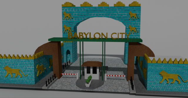 historical babylon gate with security entrance 3D Model .c4d .max .obj .3ds .fbx .stl .blend 