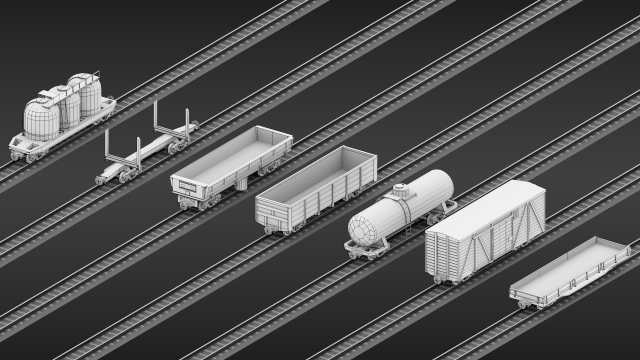 ussr narrow gauge cargo wagons set Modelo 3D .c4d .max .obj .3ds .fbx .stl .blend 