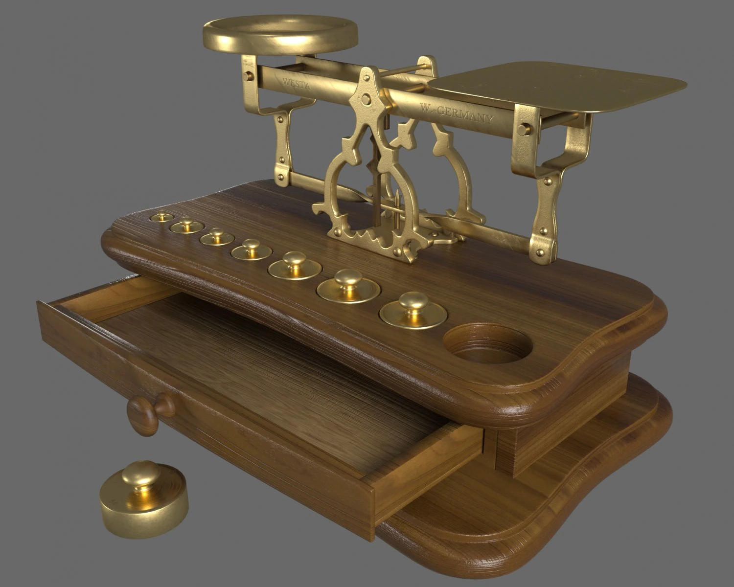 Vintage pharmacy scales 3D Model .c4d .max .obj .3ds .fbx .stl .blend 