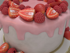 Cake with berries 3D 模型