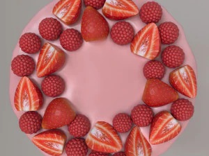 Cake with berries 3D Model