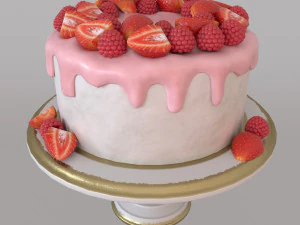 Cake with berries 3D Model