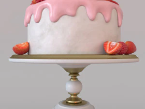 Cake with berries 3D Model