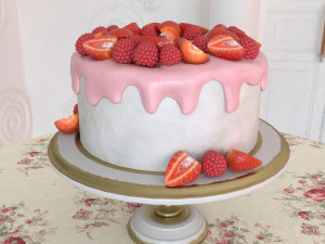 Cake with berries 3D Model