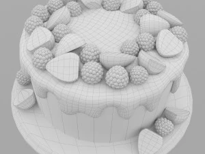 Cake with berries 3D Model