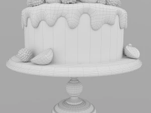 Cake with berries 3D Model