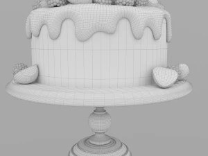 Cake with berries 3D Model