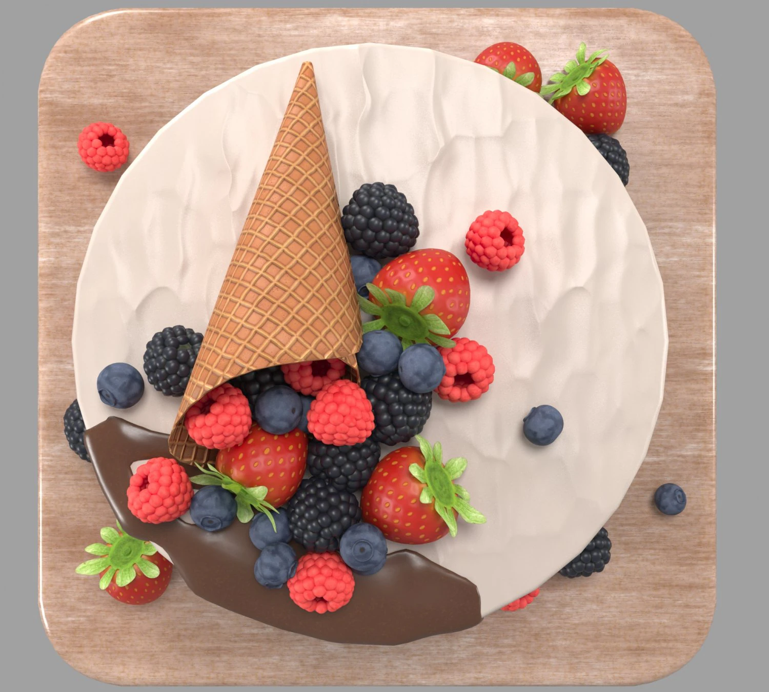 Cake with berries 3D Model .c4d .max .obj .3ds .fbx .stl .blend