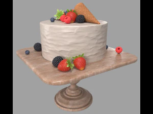 Cake with berries 3D Model