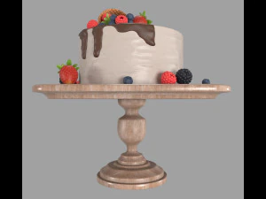 Cake with berries 3D Model
