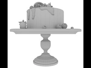 Cake with berries 3D Model