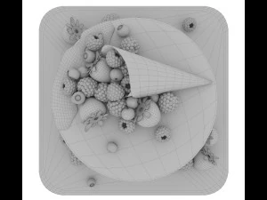 Cake with berries 3D Model