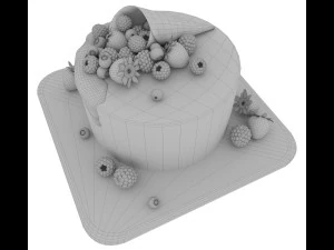 Cake with berries 3D Model