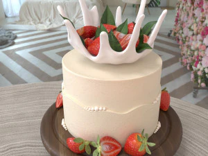 kue stroberi Model 3D