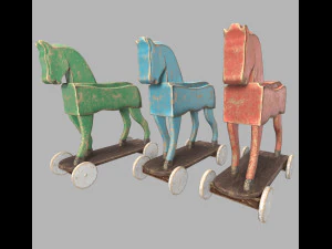바퀴 달린 장난감 말 3D 모델