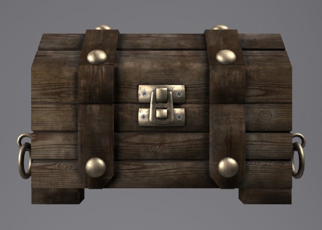 Old wooden chest Modello 3D .c4d .max .obj .3ds .fbx .stl .blend