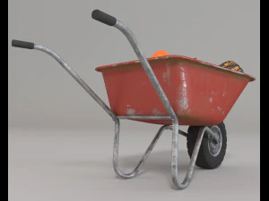 Wheelbarrow with pumpkins 3D Model