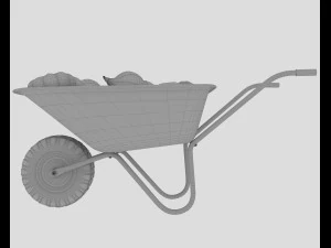 Wheelbarrow with pumpkins 3D Model