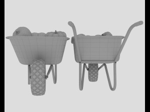 Wheelbarrow with pumpkins 3D मॉडल