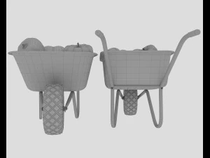 Wheelbarrow with pumpkins 3D Model