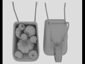 Wheelbarrow with pumpkins 3D Model